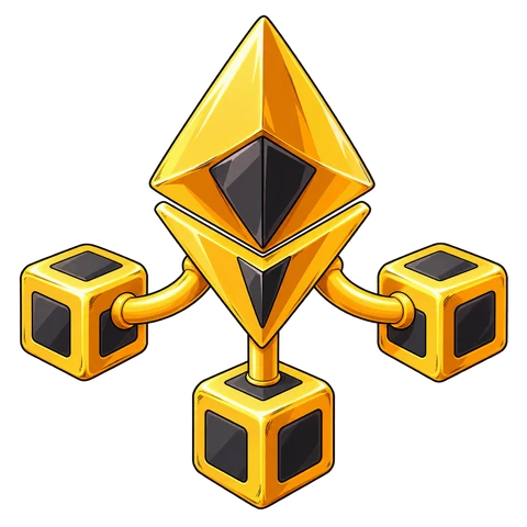 Golden crystal connected to network blocks